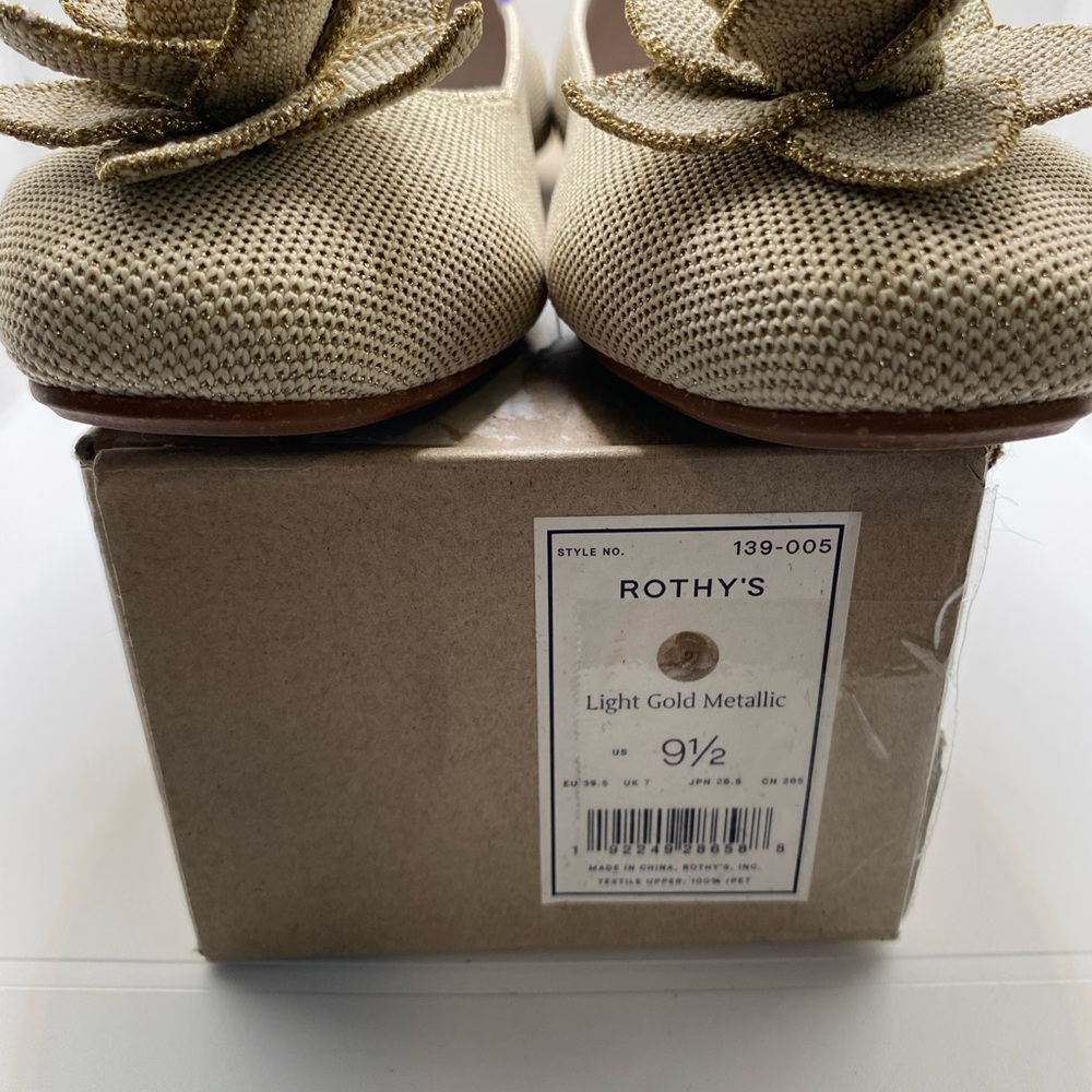 NEW!!! Rothy’s The Petal Square Toe Light Gold Metallic Flats Size 9.5 - Picture 2 of 8